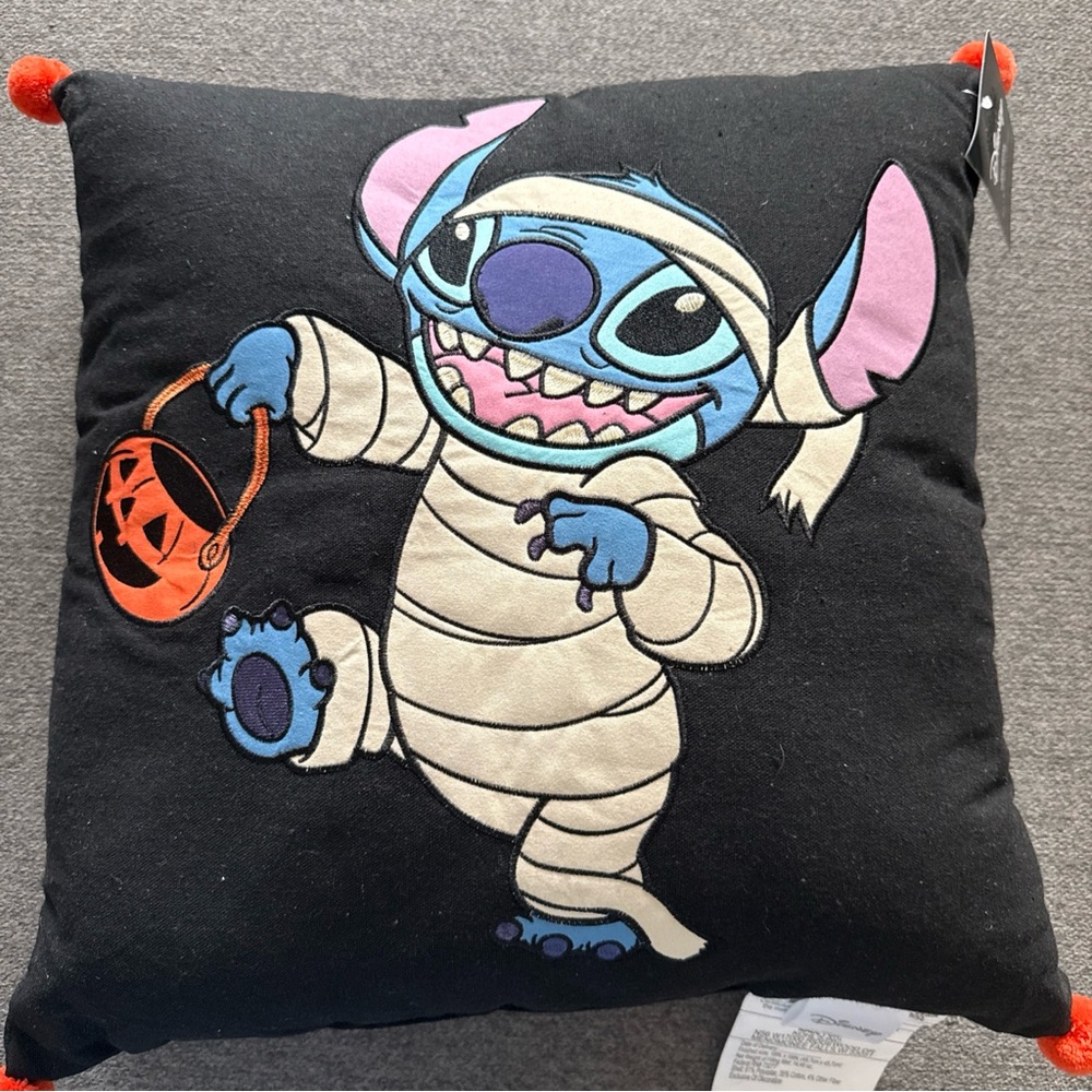 Stitch Scary Halloween Party Costume Pillow Disney Embroidered 18”
